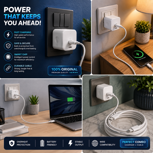 NFC 20W 3 PIN FAST CHARGER For iOS Safe Battery Care + FREE Fast iPhone Cable