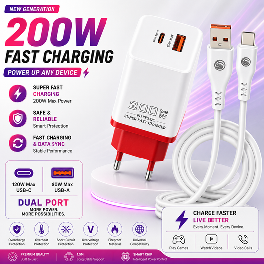 Super Fast Charging Adapter with free Fast charging cable